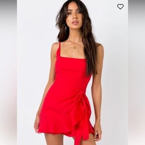 Princess Polly Dress Women Size 12 Wrap Mini Red Sleeveless Love Lane Ruffled FF